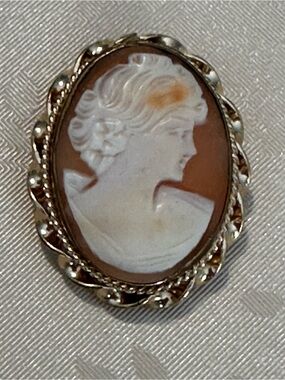 12K Gold Vintage Cameo with Twisted Frame